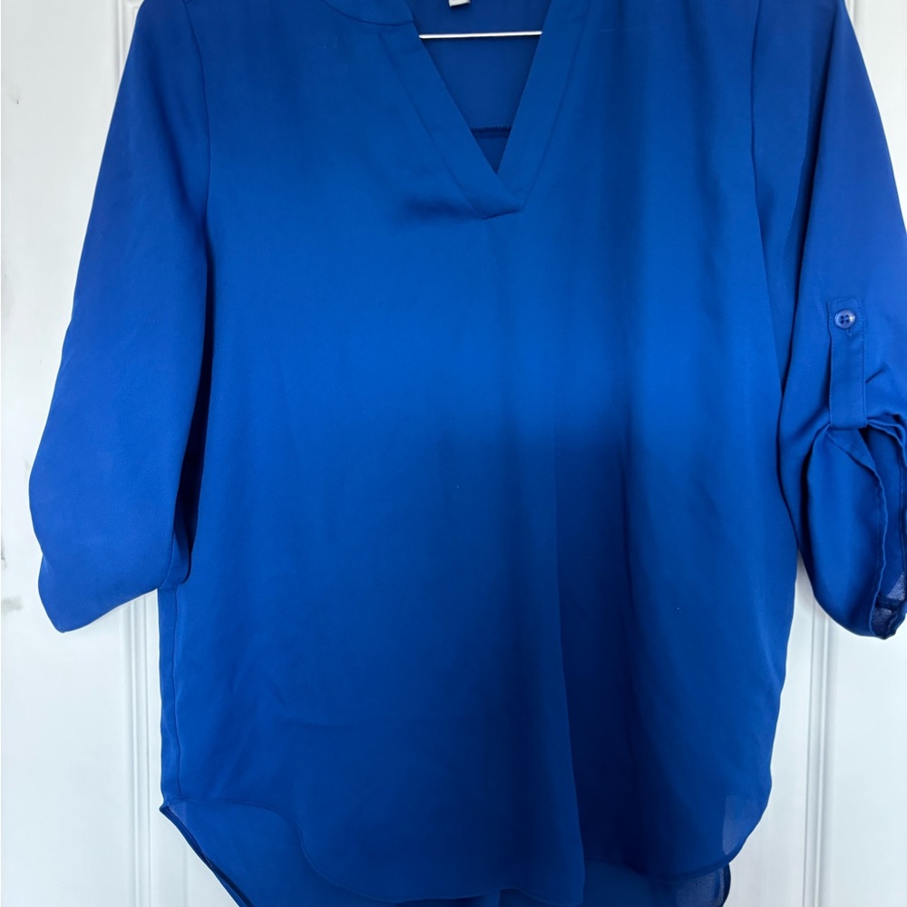 Chaus Royal Blue V-Neck Blouse